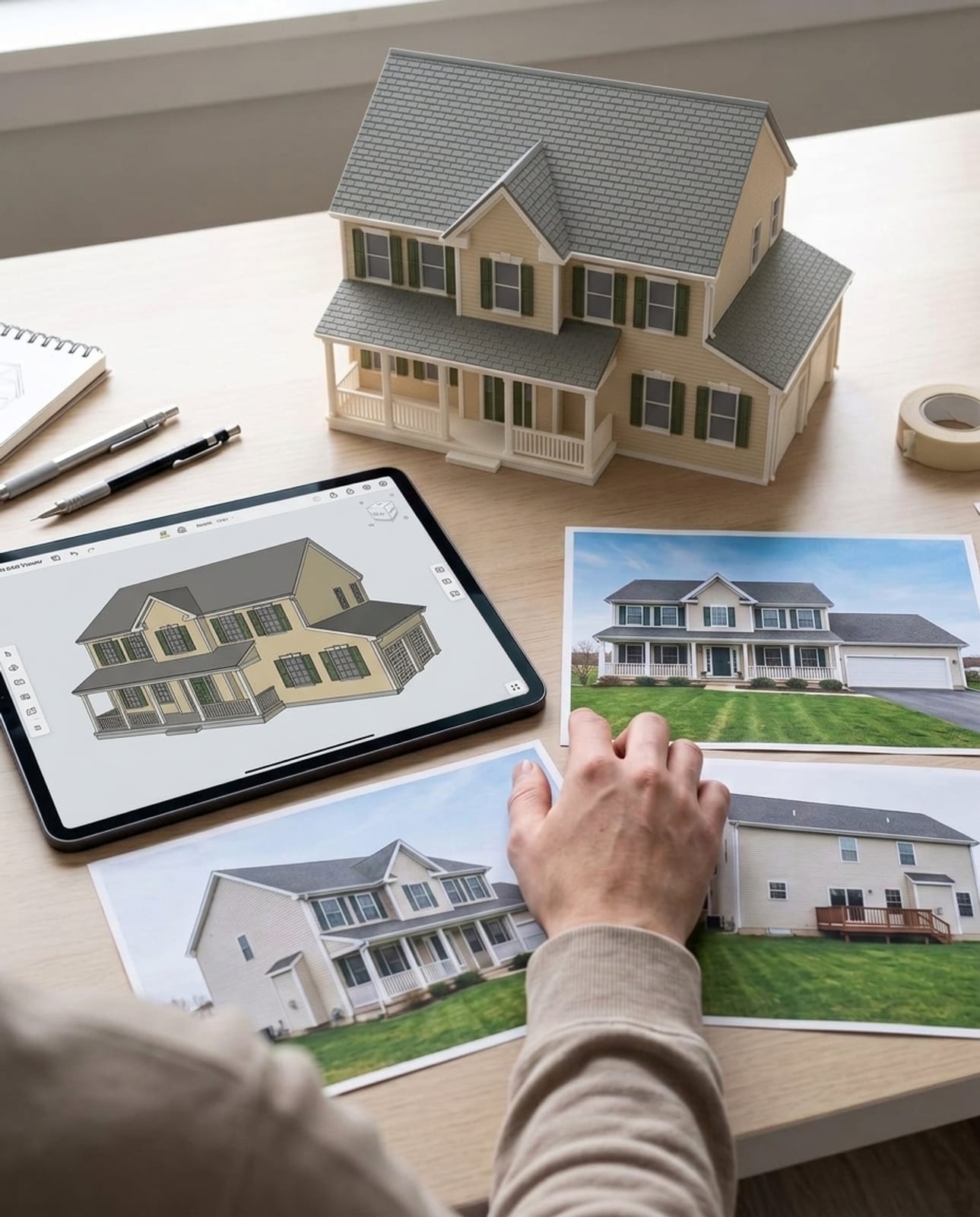 A designer checking a 3D model of a piece