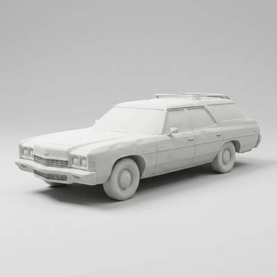 Custom Sculpted Ceramic Car sculpted in matte engineered ceramic from a single photograph