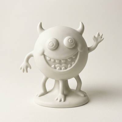 The same subject sculpted in matte engineered ceramic: Their Favorite Creature