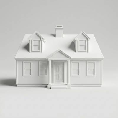 Custom Sculpted Ceramic House sculpted in matte engineered ceramic from a single photograph