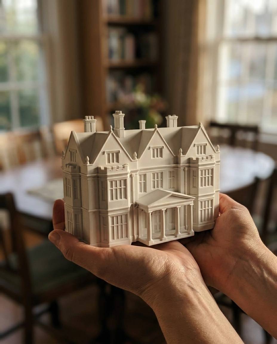 Custom Sculpted Ceramic Venue, shown in a home setting