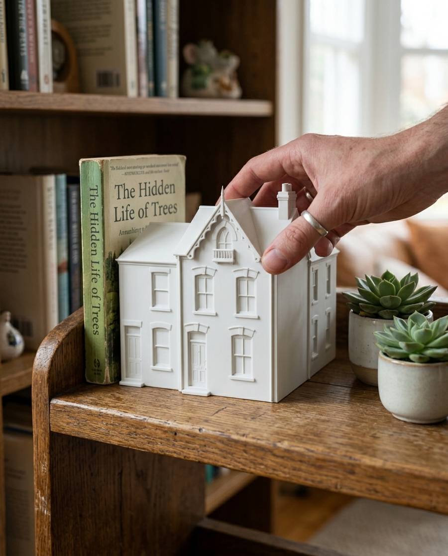 Custom House Keepsake, shown in a home setting