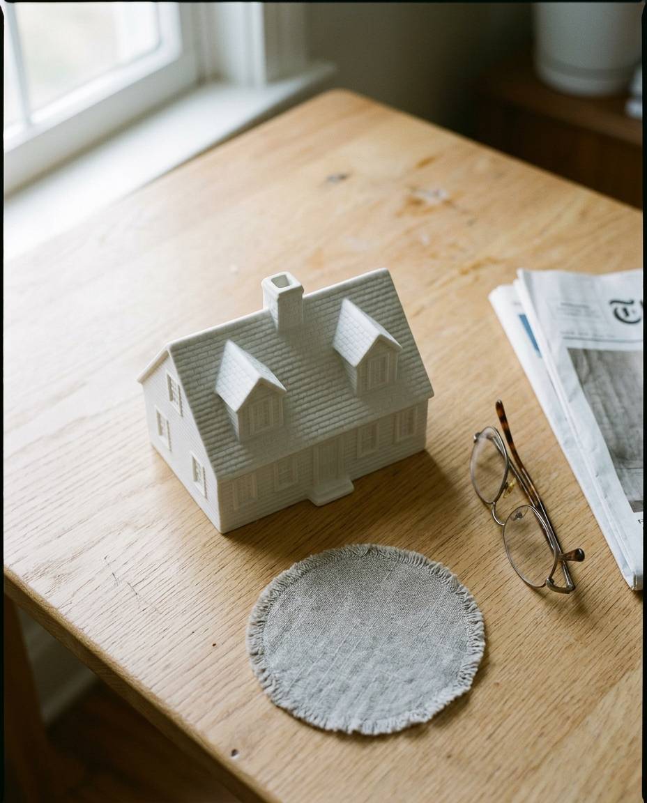 Custom Sculpted Ceramic House, shown in a home setting