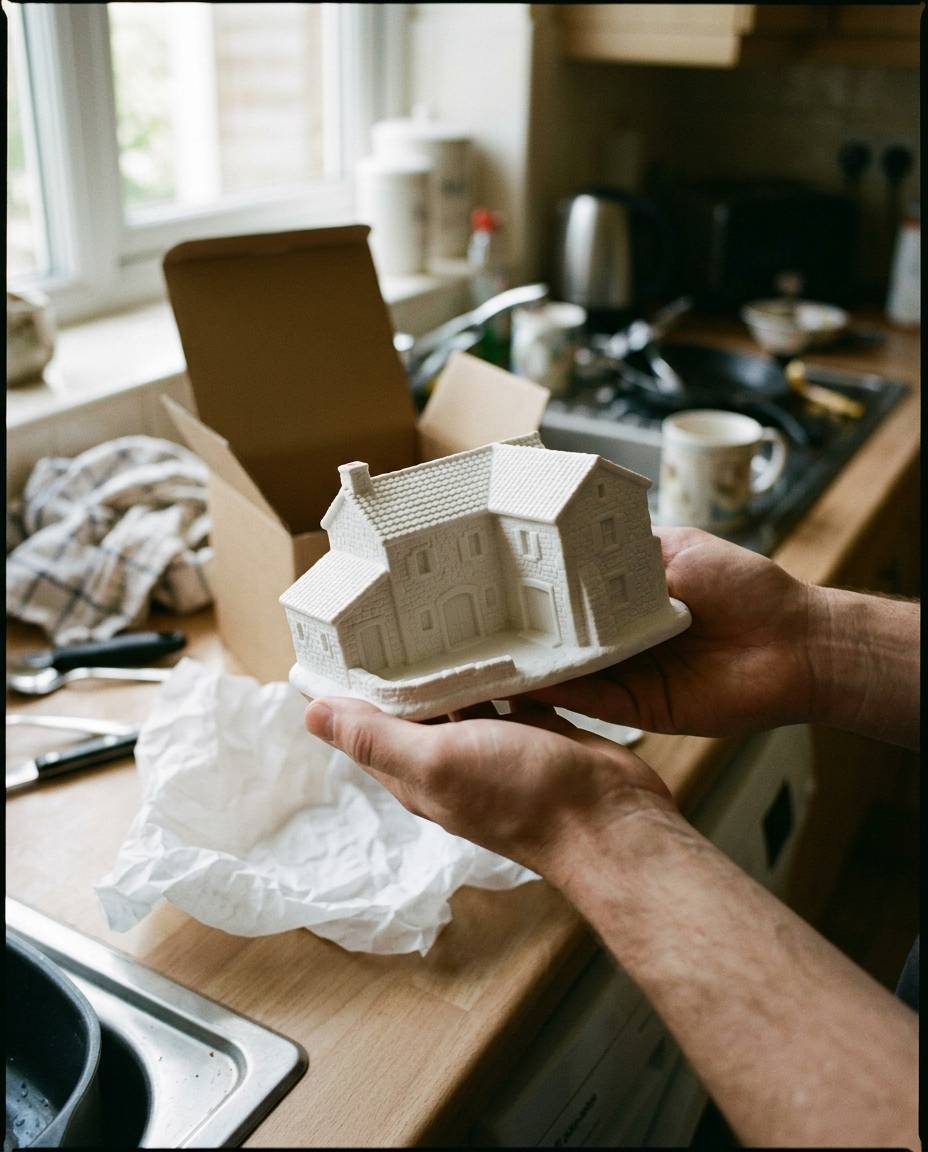 Custom Sculpted Ceramic Venue, shown in a home setting