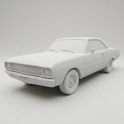 The same subject sculpted in matte engineered ceramic: Three-quarter front