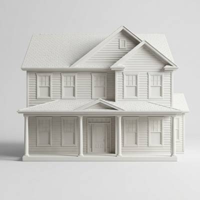 The same subject sculpted in matte engineered ceramic: The front, straight on