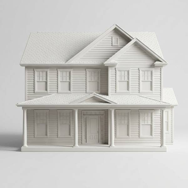 Custom Sculpted Ceramic House — The front, straight on keepsake example