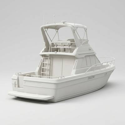 Custom Sculpted Ceramic Boat sculpted in matte engineered ceramic from a single photograph