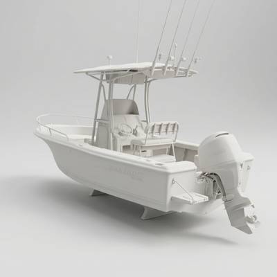 Custom Sculpted Ceramic Boat sculpted in matte engineered ceramic from a single photograph